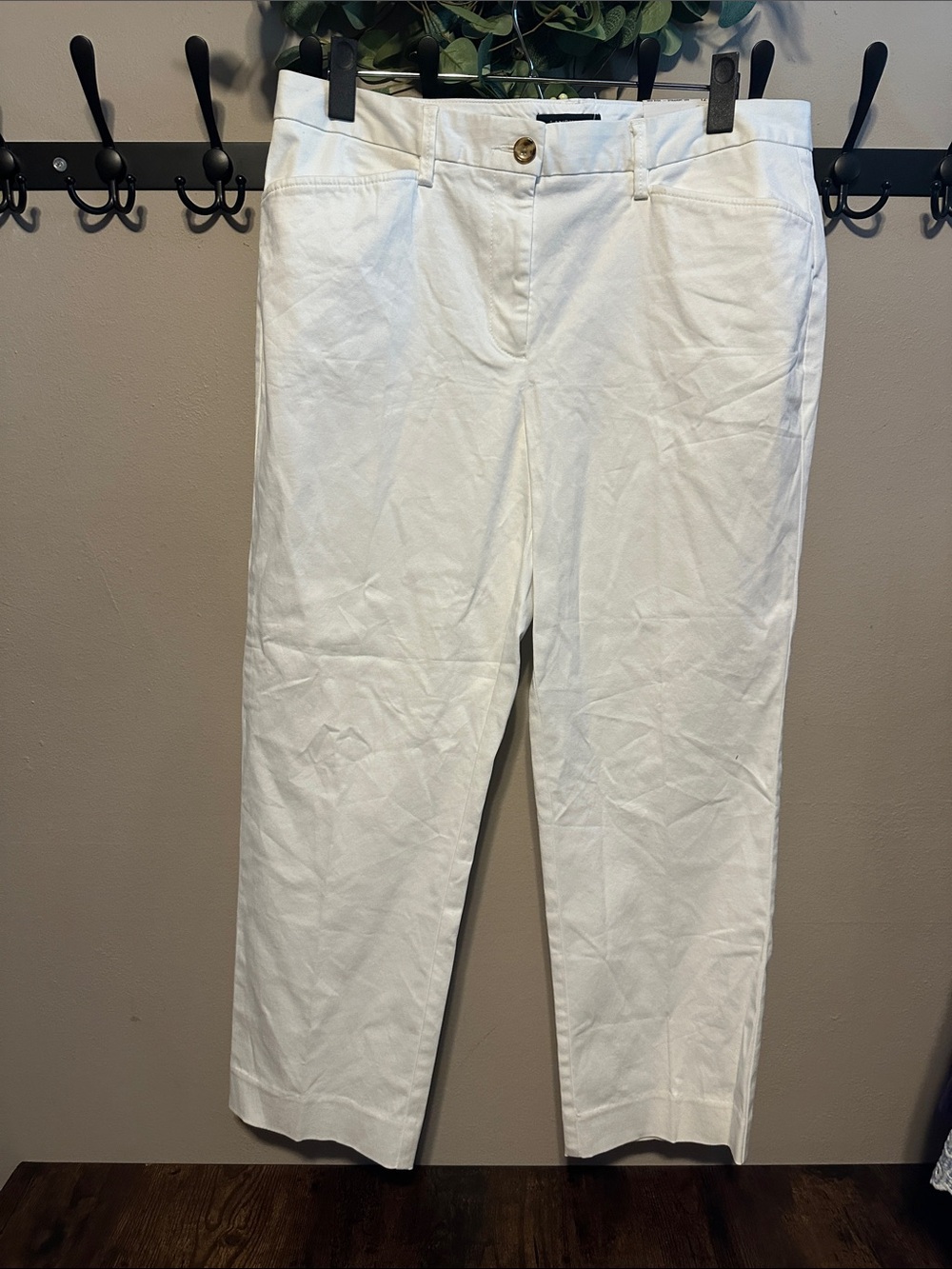 Lands' End White Straight-Leg Pants